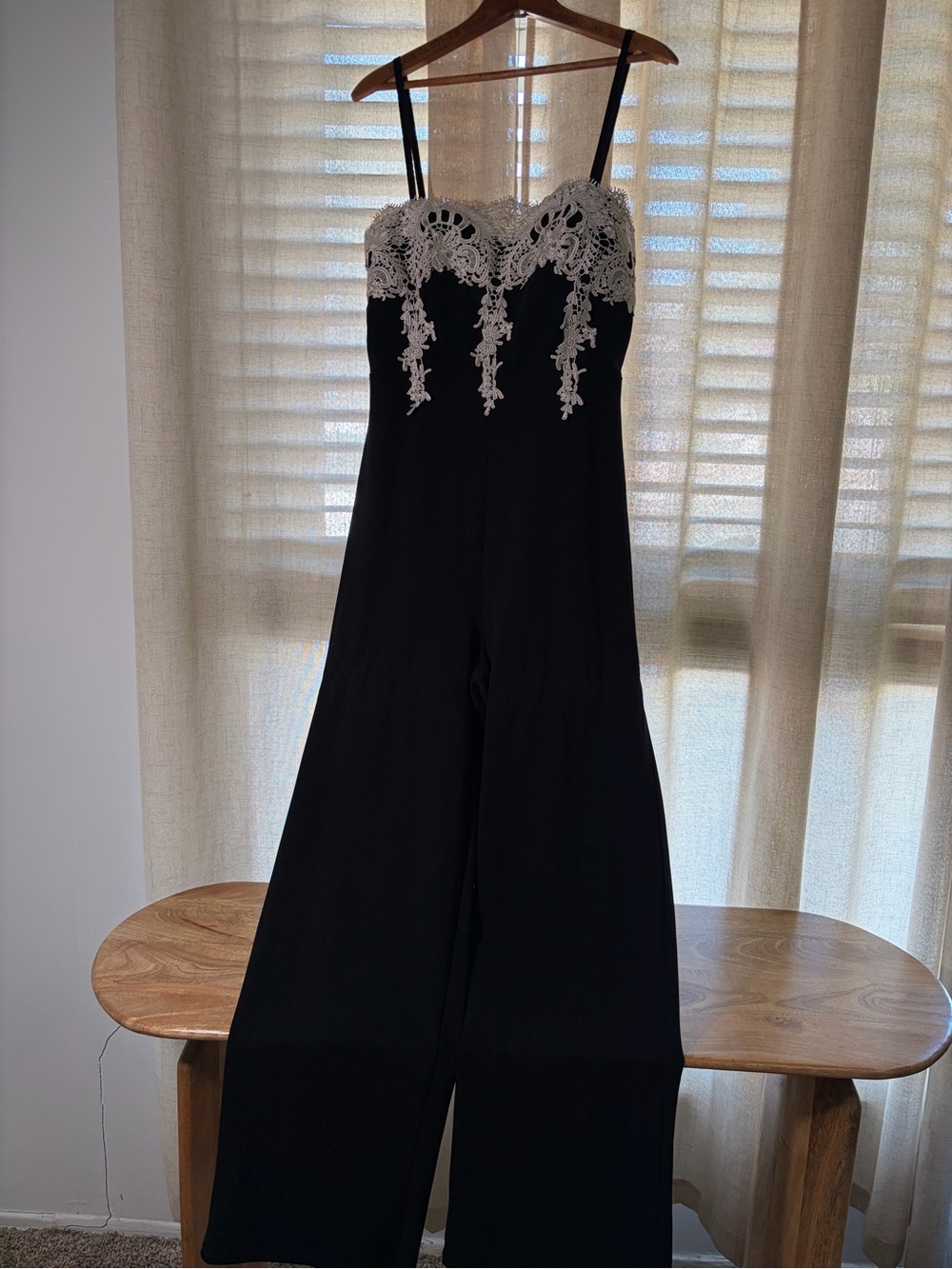Black Jumpsuit with Ivory Lace Bodice